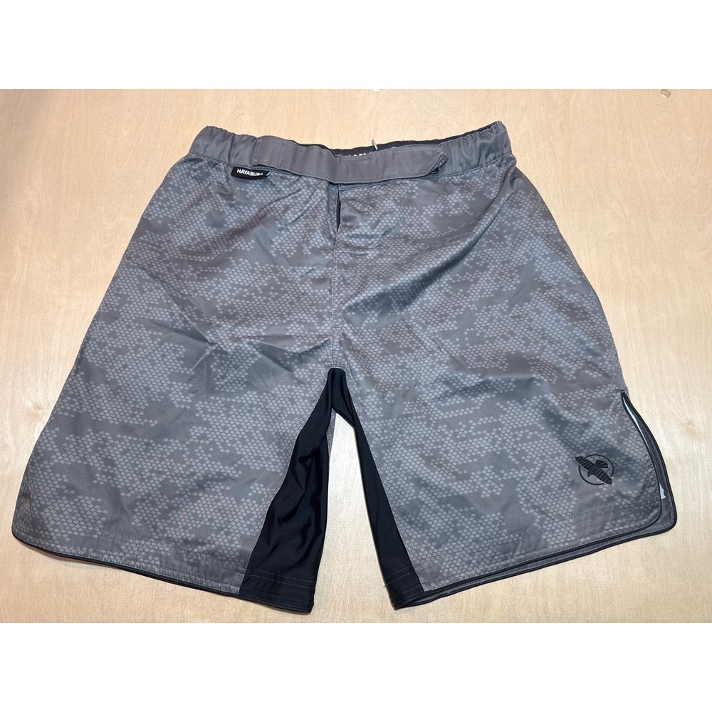 Hayabusa MMA Fight Shorts Mens XL Grey Hex Camo Grappling Training Combat Gear